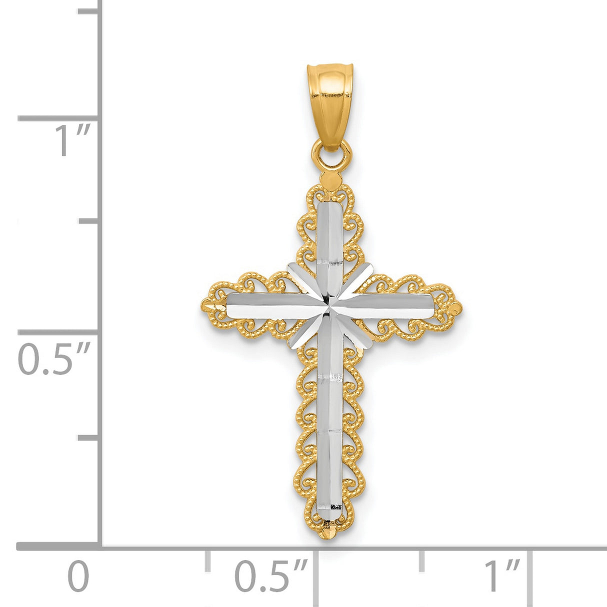 Diamond-Cut Cross Charm Pendant in Real 10k Multi-Tone Gold