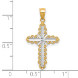 Diamond-Cut Cross Charm Pendant in Real 10k Multi-Tone Gold