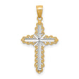 Diamond-Cut Cross Charm Pendant in Real 10k Multi-Tone Gold