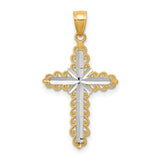 Diamond-Cut Cross Charm Pendant in Real 10k Multi-Tone Gold