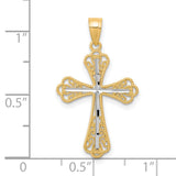 Diamond-Cut Cross Charm Pendant in Real 10k Multi-Tone Gold