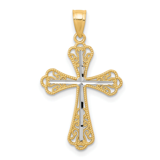 Diamond-Cut Cross Charm Pendant in Real 10k Multi-Tone Gold