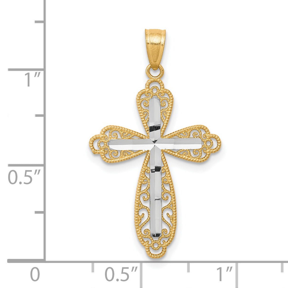 Diamond-Cut Cross Charm Pendant in Real 10k Multi-Tone Gold