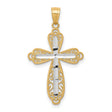 Diamond-Cut Cross Charm Pendant in Real 10k Multi-Tone Gold