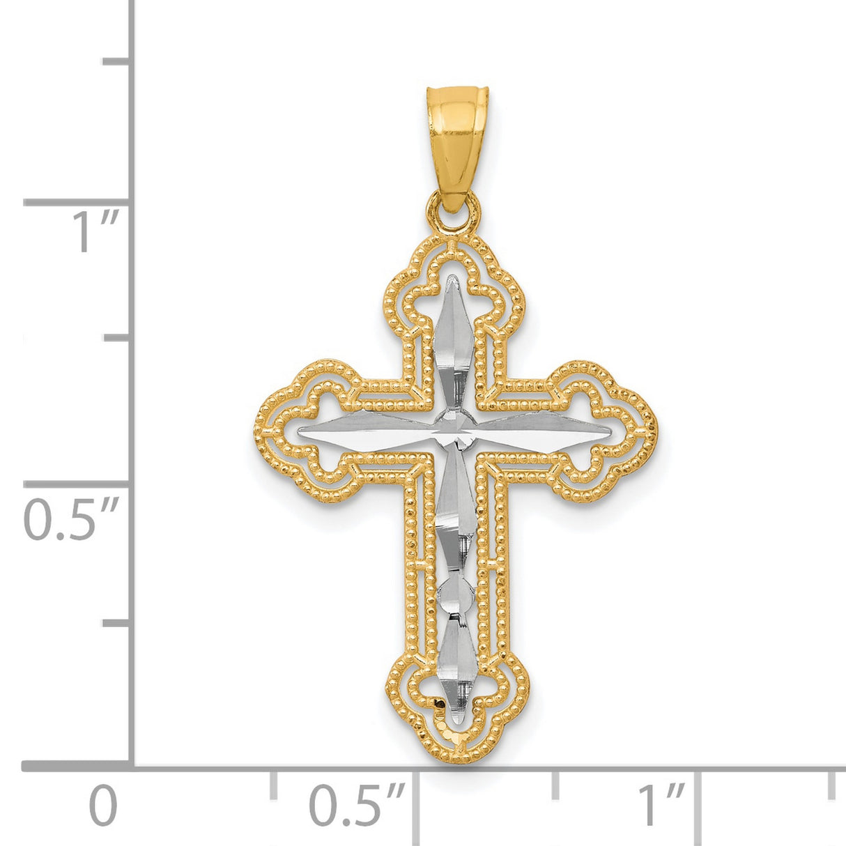 Diamond-Cut Cross Charm Pendant in Real 10k Multi-Tone Gold