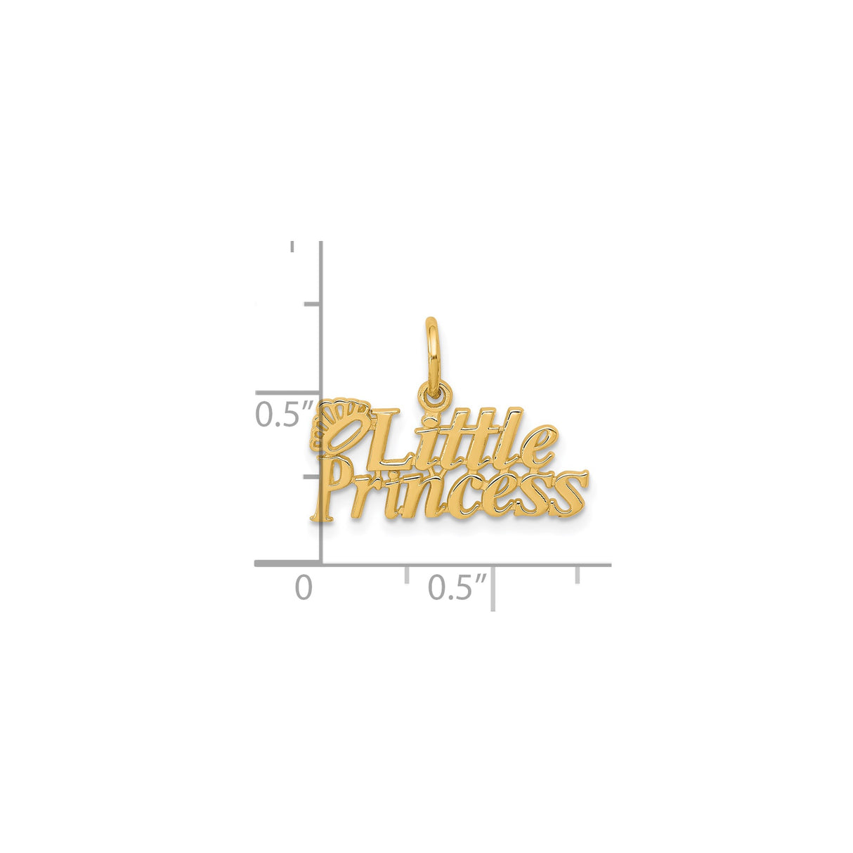 10k Yellow Gold Charm Pendant, Little Princess Tiara Crown Design for Girls
