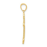 10k Yellow Gold Cross Pendant with Hammered Finish and Fleur Tips Budded Design