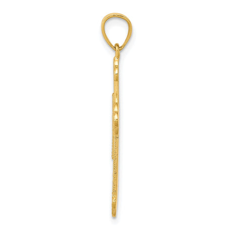 10k Yellow Gold Budded Cross Pendant with Scroll Detail and Filigree Design