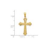 10k Yellow Gold Budded Cross Pendant with Scroll Detail and Filigree Design