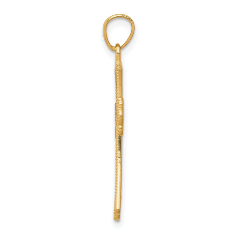 10k Multi-Tone Gold Cross Pendant, Diamond-Cut Textured Religious Charm for Men and Women
