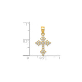 10k Yellow Gold Cross Pendant with Cubic Zirconia, High Polish Religious Charm for Men and Women