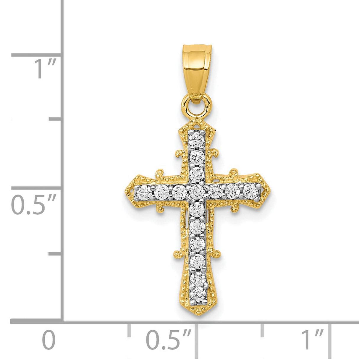 CZ Cross Charm Pendant in Real 10k Yellow Gold