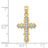 CZ Cross Charm Pendant in Real 10k Yellow Gold