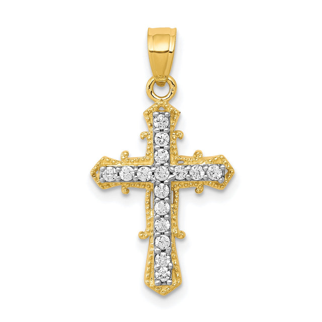 CZ Cross Charm Pendant in Real 10k Yellow Gold