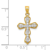 CZ Filigree Cross Charm Pendant in Real 10k Yellow Gold