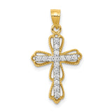 CZ Filigree Cross Charm Pendant in Real 10k Yellow Gold