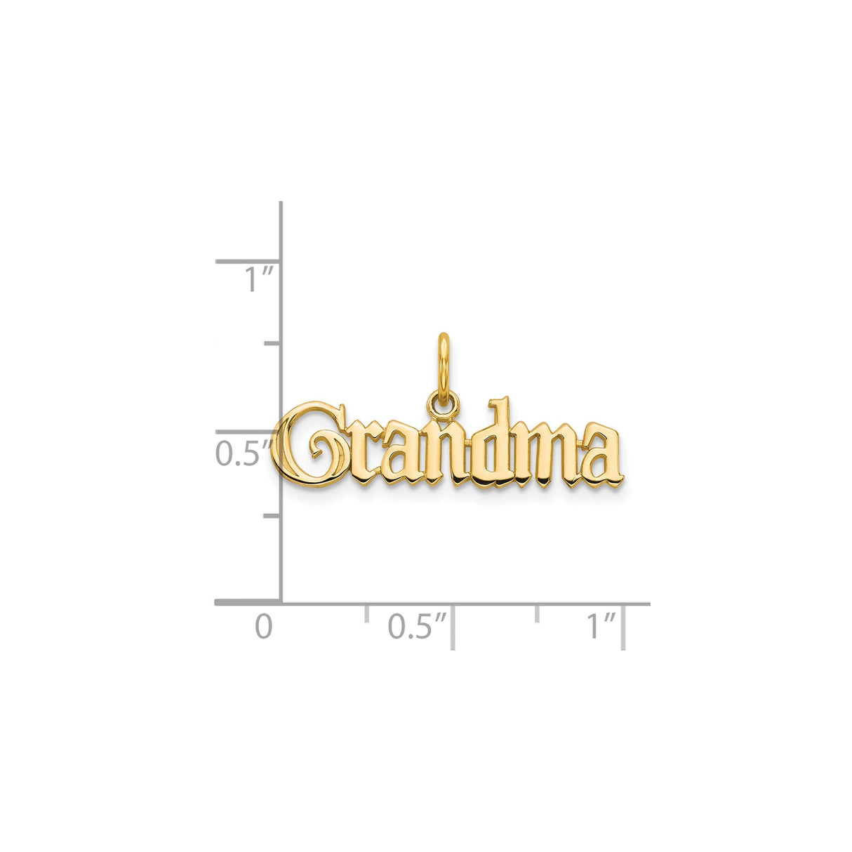 10k Yellow Gold Grandma Pendant, Gothic Script Name Charm, Sentimental Family Jewelry for Women