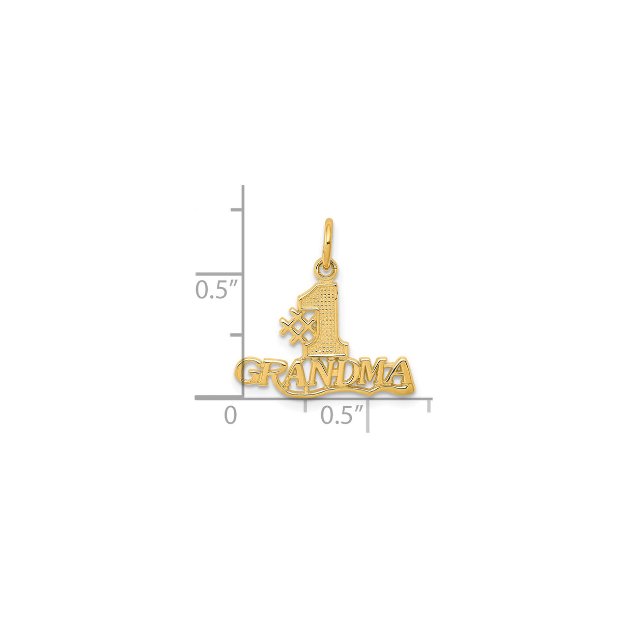 10k Yellow Gold Pendant Charm, Textured Number One Grandma Design, Sentimental Family Jewelry