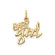 10k Yellow Gold Baby Girl Pendant with Crown Accent, Script Name Charm