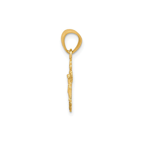 10k Yellow Gold Crucifix Cross Pendant with Detailed Jesus Design, Religious Charm for Men and Women