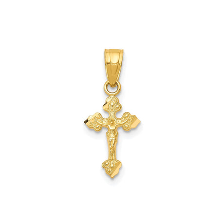 10k Yellow Gold Crucifix Cross Pendant with Detailed Jesus Design, Religious Charm for Men and Women