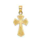 10k Yellow Gold Cross Pendant with Filigree and Heart Scroll Design