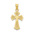 10k Yellow Gold Cross Pendant with Filigree and Heart Scroll Design