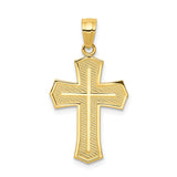 10k Yellow Gold Cross Pendant with Detailed Crucifix Design and Textured Background