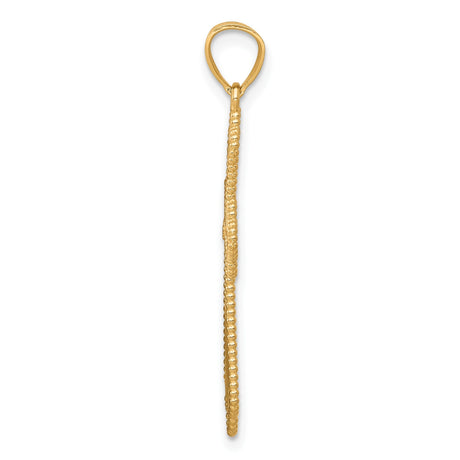 10k Multi-Tone Gold Cross Pendant with Rhodium Accents and Diamond-Cut Openwork Design