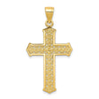 10k Yellow Gold Cross Pendant with Filigree Detail and Floral Motif for Men and Women