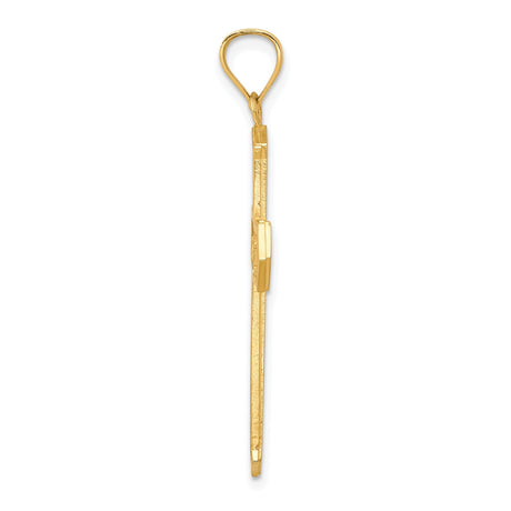 10k Yellow Gold Cross Pendant with Beveled Edge and Polished Bail for Men and Women