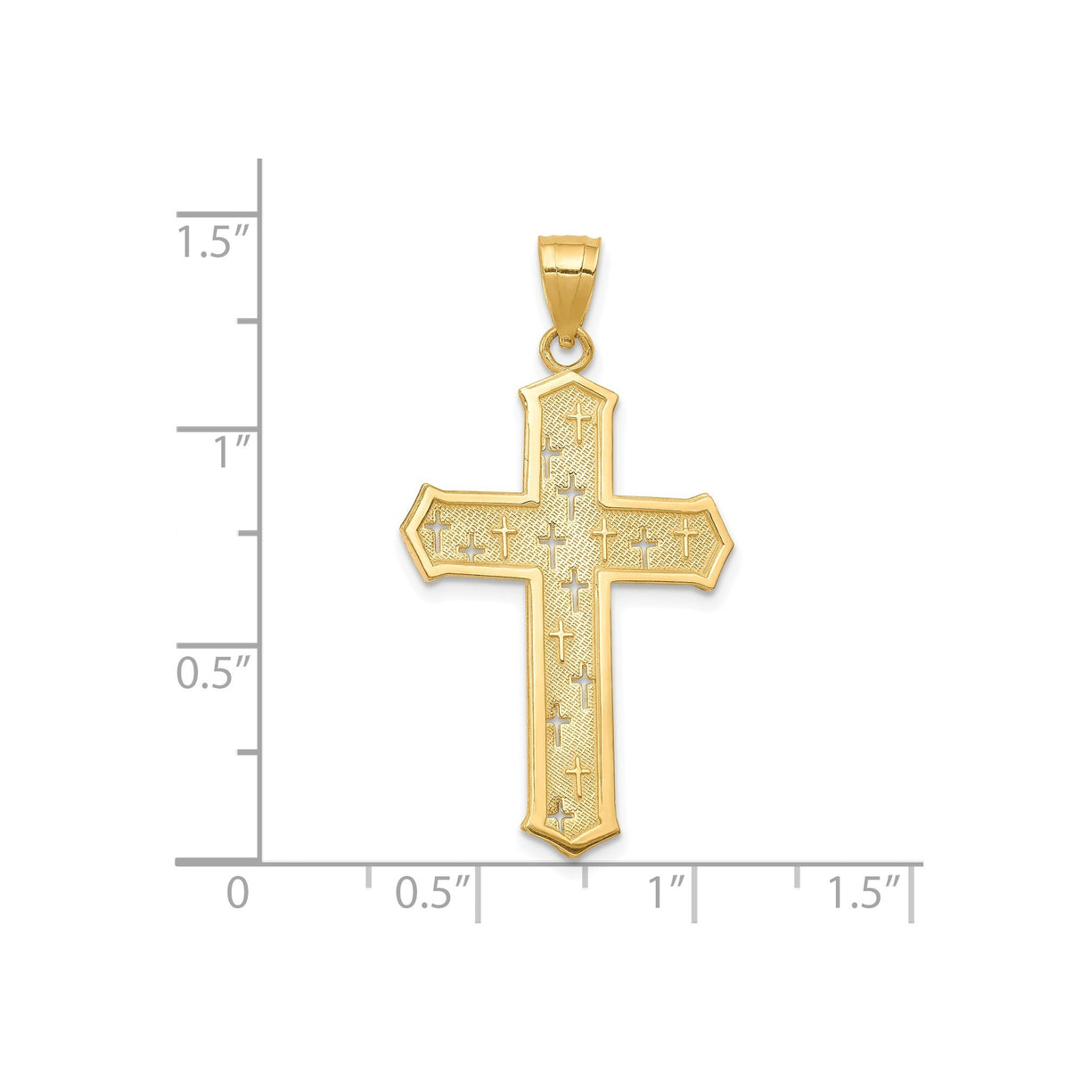 10k Yellow Gold Cross Pendant with Beveled Edge and Polished Bail for Men and Women