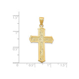 10k Yellow Gold Cross Pendant with Beveled Edge and Polished Bail for Men and Women