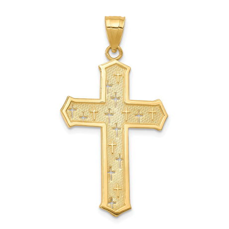 10k Yellow Gold Cross Pendant with Beveled Edge and Polished Bail for Men and Women