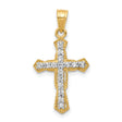 10k Yellow Gold Cross Pendant with Cubic Zirconia, Textured and Polished Finish for Men and Women