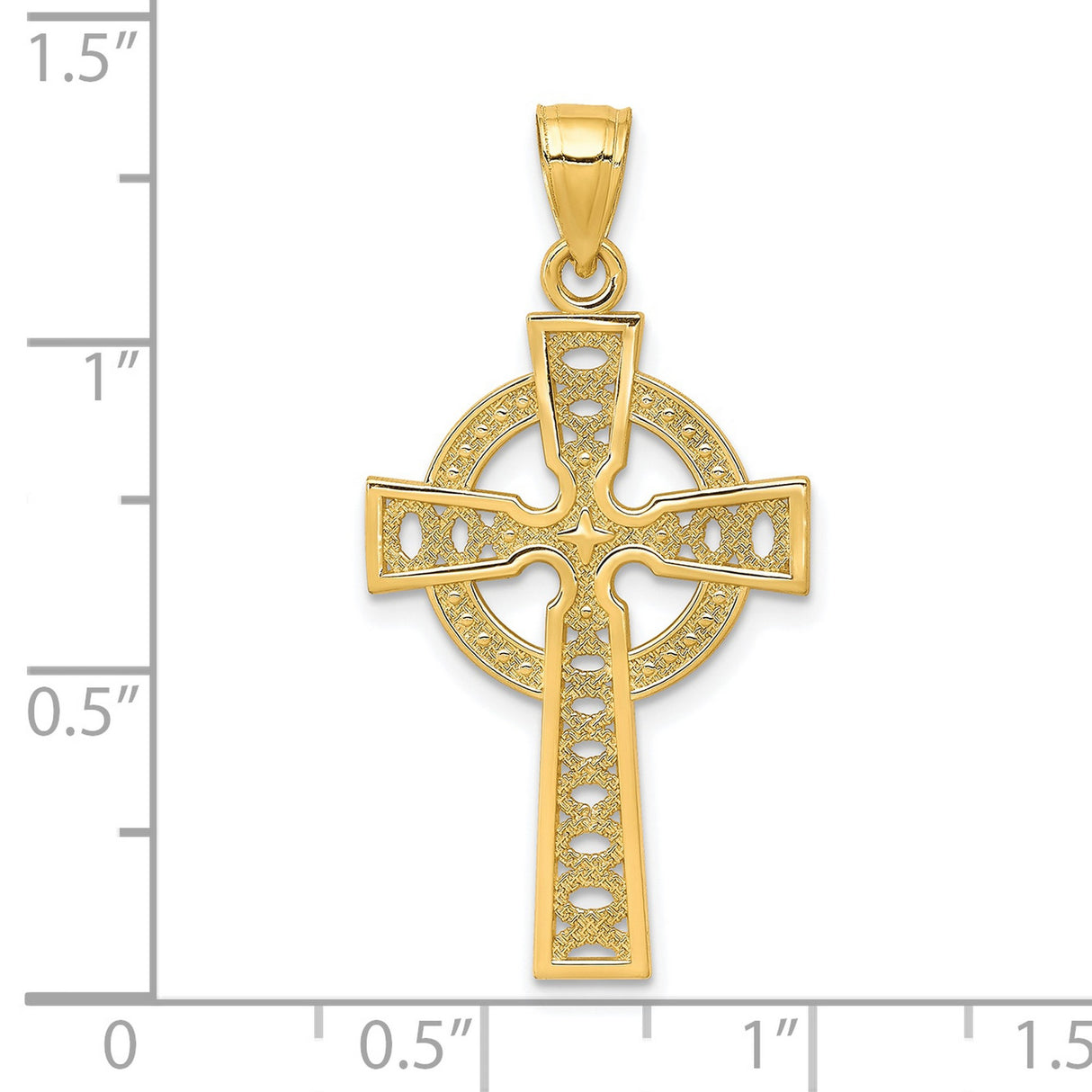 10k Yellow Gold Cross Pendant with Celtic Lattice Design and Halo Detail