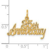 10k Yellow Gold 25th Anniversary Pendant, Elegant Script Marriage Milestone Charm for Women