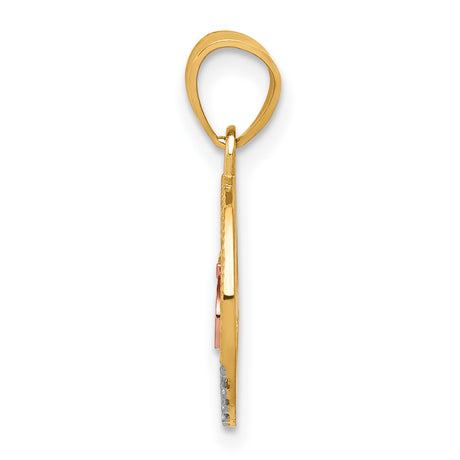 10k Two-Tone Gold Quinceañera Pendant with Cubic Zirconia and Rose Gold 15 Design
