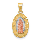 Our Lady of Guadalupe Figure Oval Charm Pendant in Real 10k Multi-Tone Gold