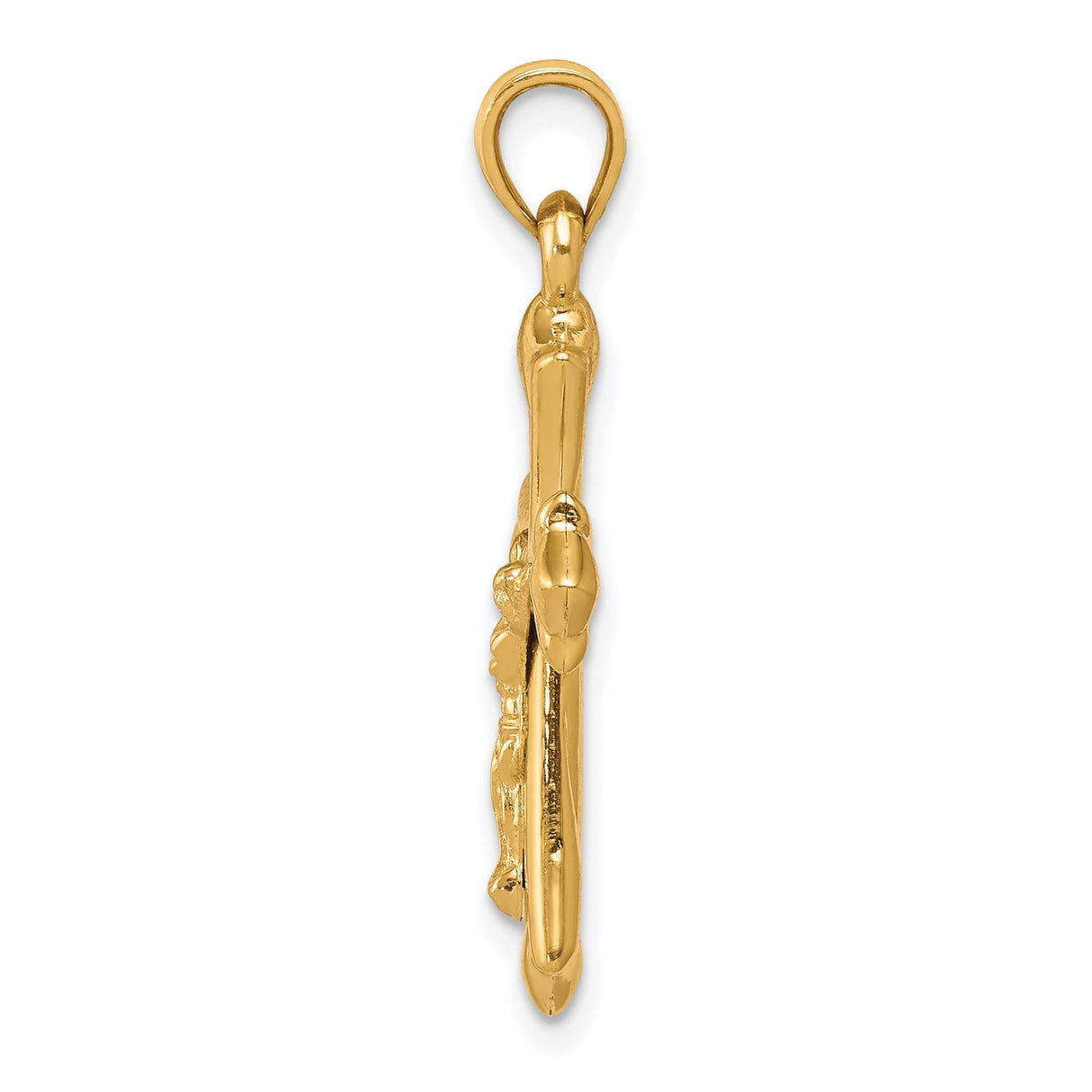 10k Yellow Gold Crucifix Cross Pendant, Reversible Polished Religious Jewelry for Men and Women