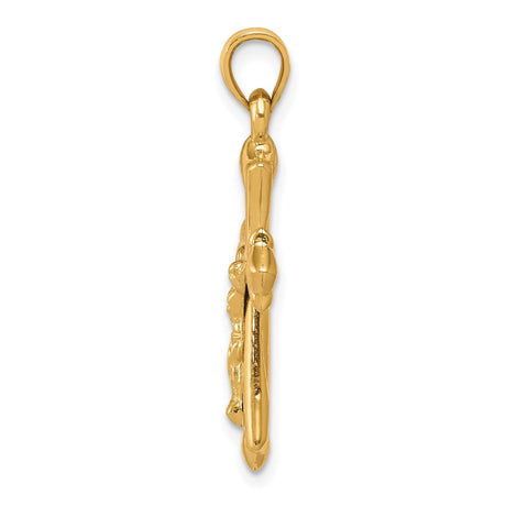 10k Yellow Gold Crucifix Cross Pendant, Reversible Polished Religious Jewelry for Men and Women