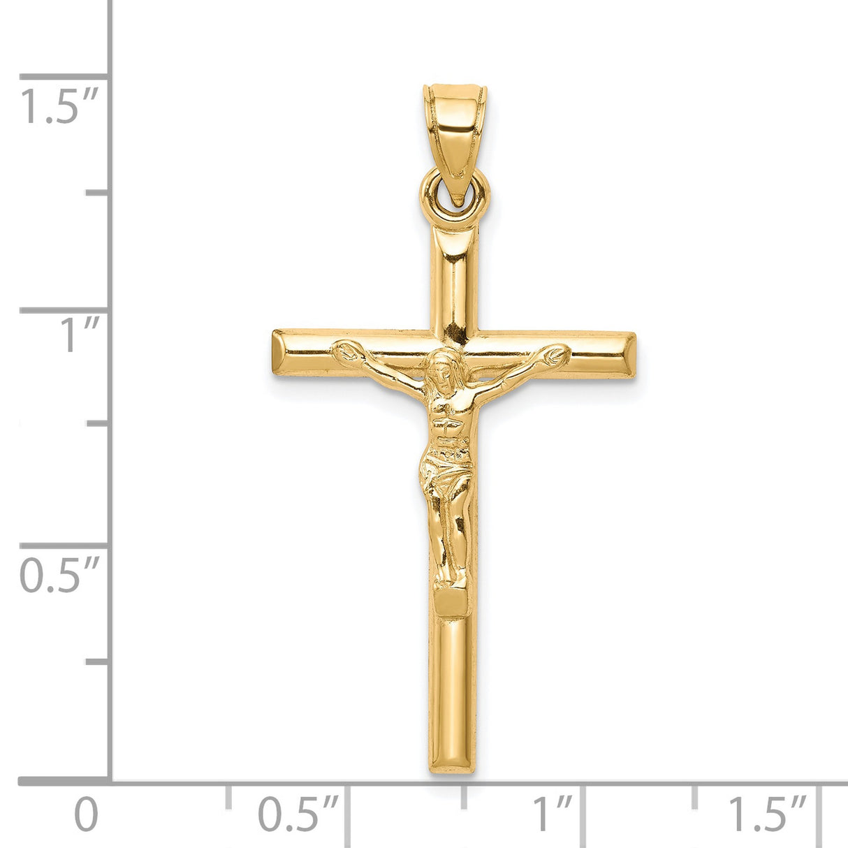 10k Yellow Gold Crucifix Pendant with INRI Jesus Figure, Catholic Religious Charm