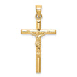 10k Yellow Gold Crucifix Pendant with INRI Jesus Figure, Catholic Religious Charm