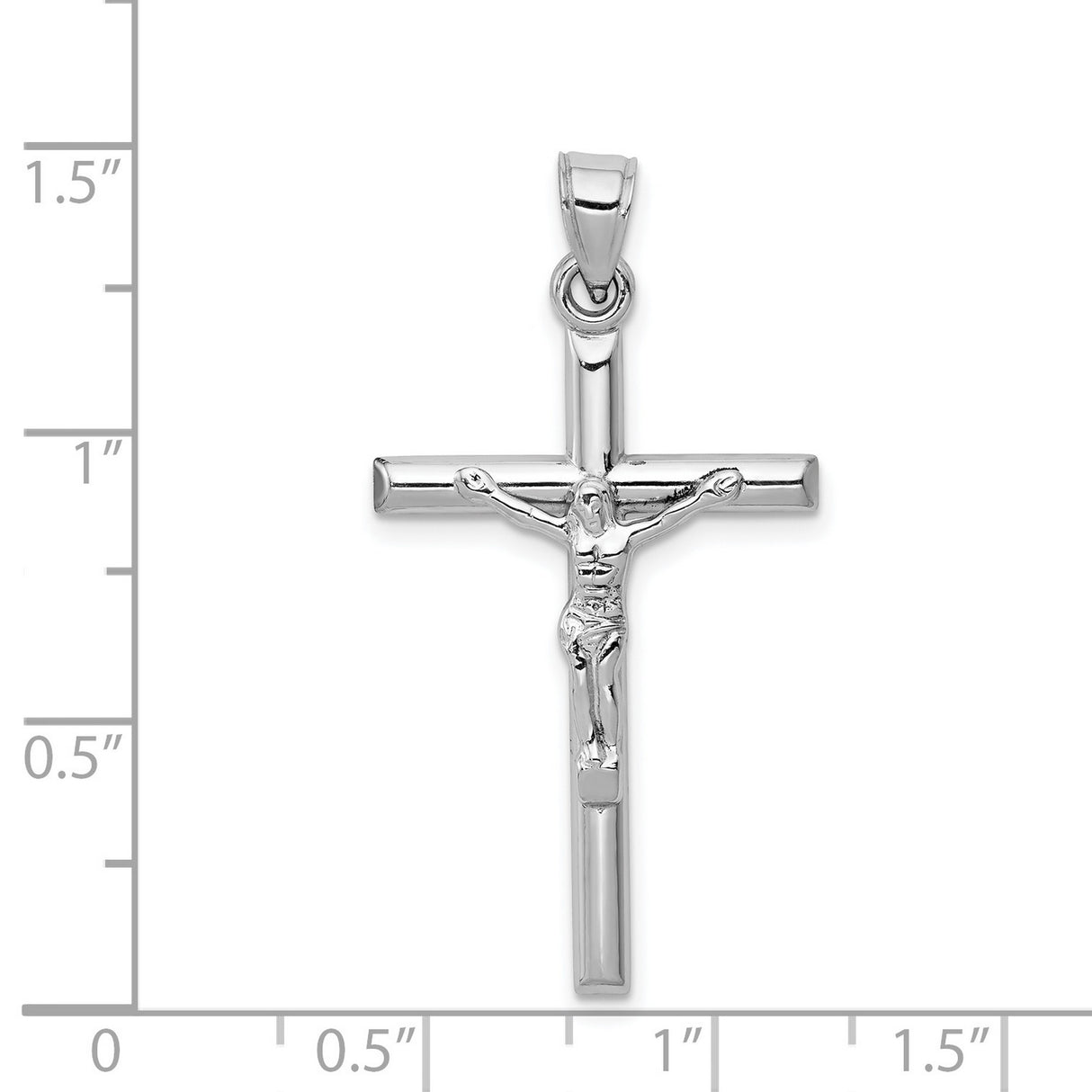 10k White Gold Crucifix Cross Pendant with Jesus Figure, Catholic Christian Religious Jewelry