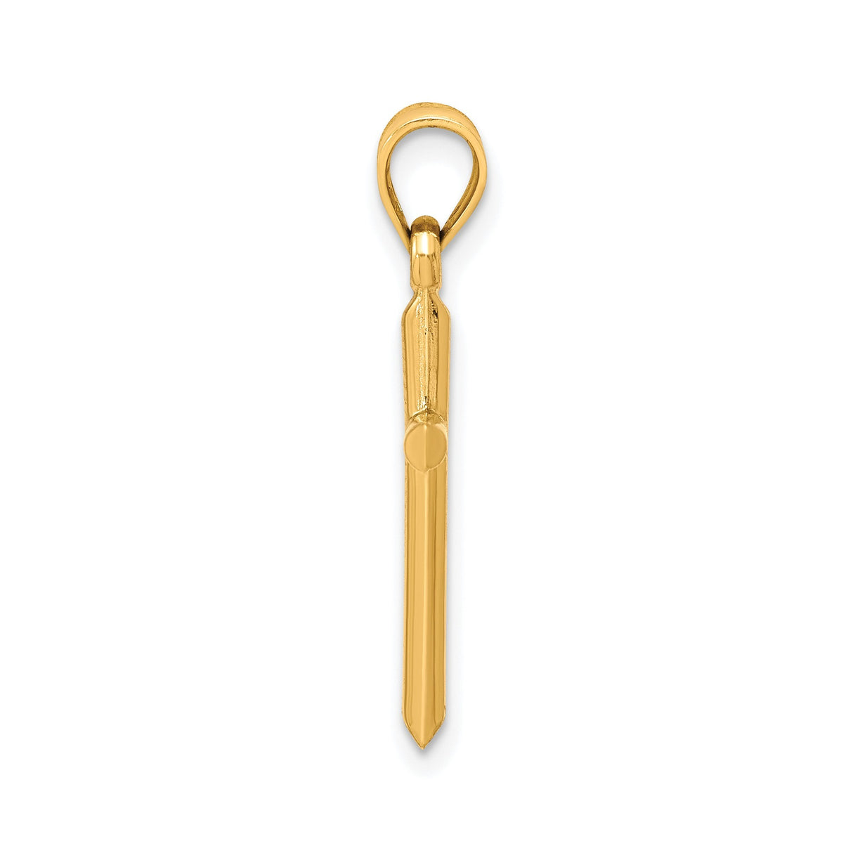 10k Yellow Gold Cross Pendant, Polished Latin Design with Tapered Bail