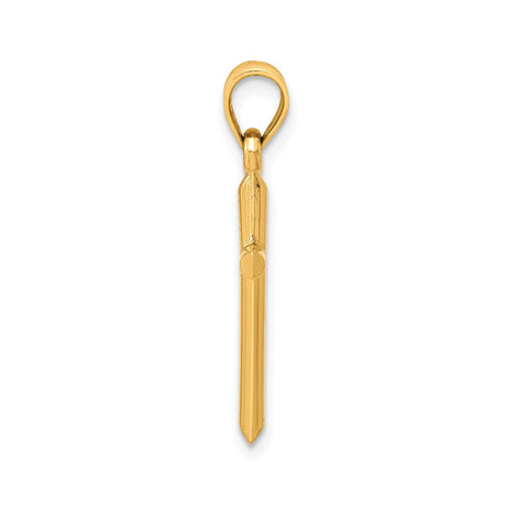 10k Yellow Gold Cross Pendant, Polished Latin Design with Tapered Bail