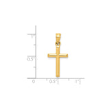 10k Yellow Gold Cross Pendant, Polished Latin Design with Tapered Bail