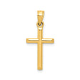 10k Yellow Gold Cross Pendant, Polished Latin Design with Tapered Bail