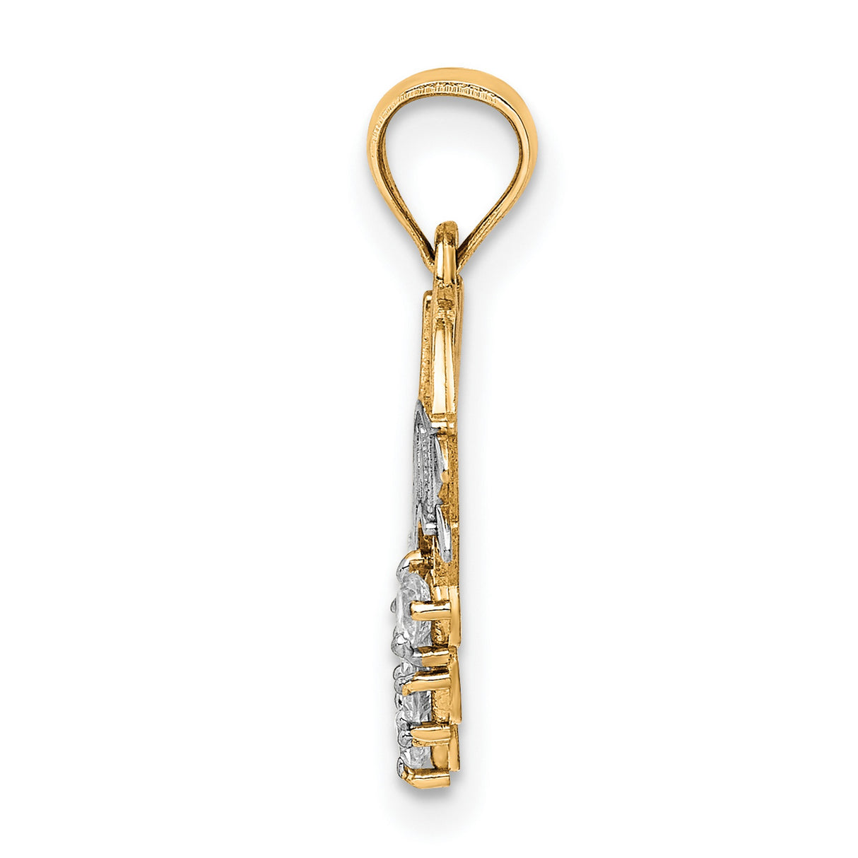 10k Yellow Gold and Rhodium Plated Heart Pendant with Cubic Zirconia, #1 Grandma Design