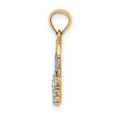 10k Yellow Gold and Rhodium Plated Heart Pendant with Cubic Zirconia, #1 Grandma Design
